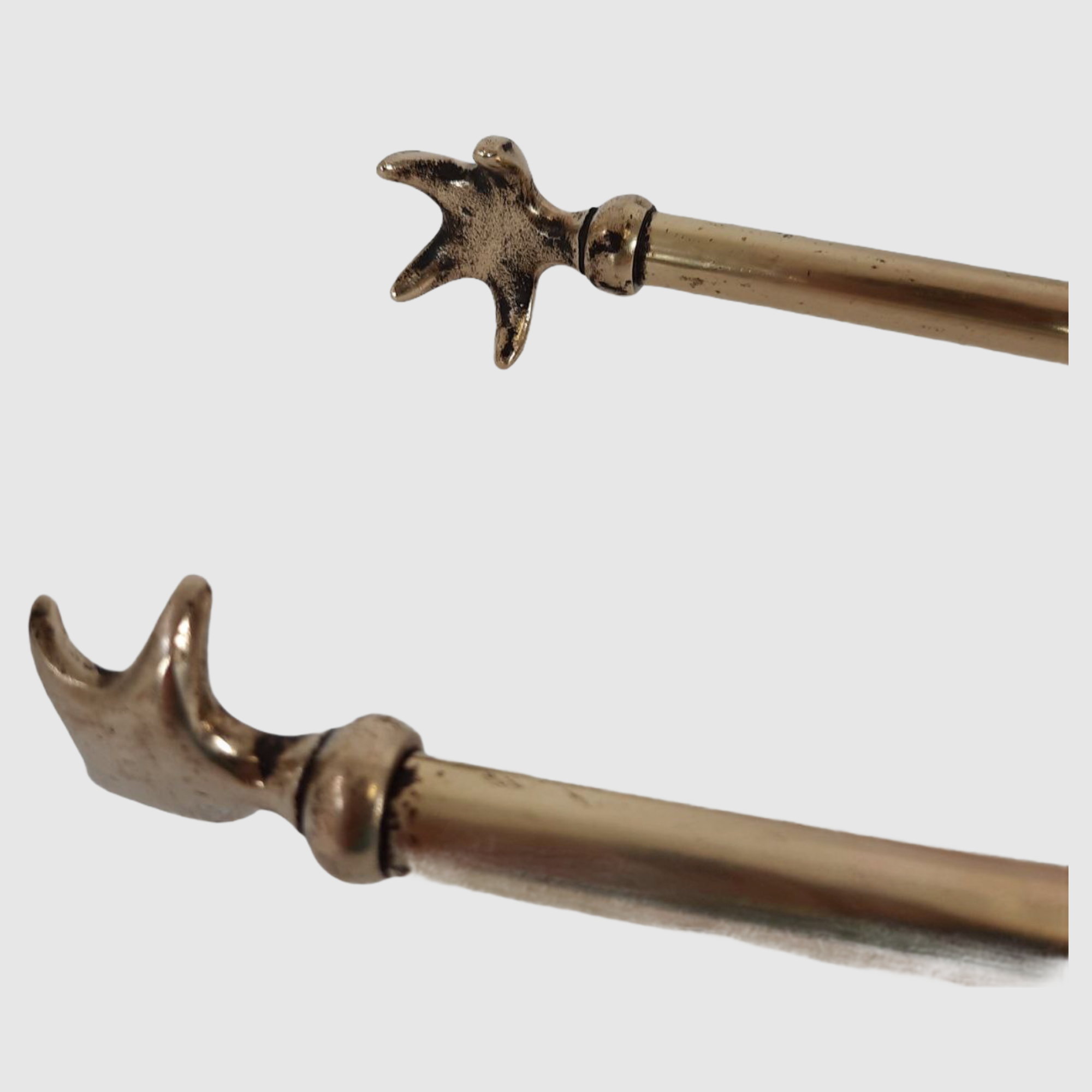 Tool set, brass fireplace accessories, vintage
