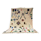 Tapis berbère Beni Ouarain 300x200 cm – Laine écrue motifs symboliques