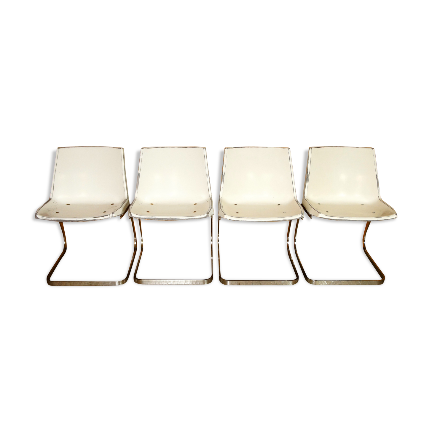 Set de 4 chaises coque & chrome Roche-Bobois & Edmonds Alt 1970