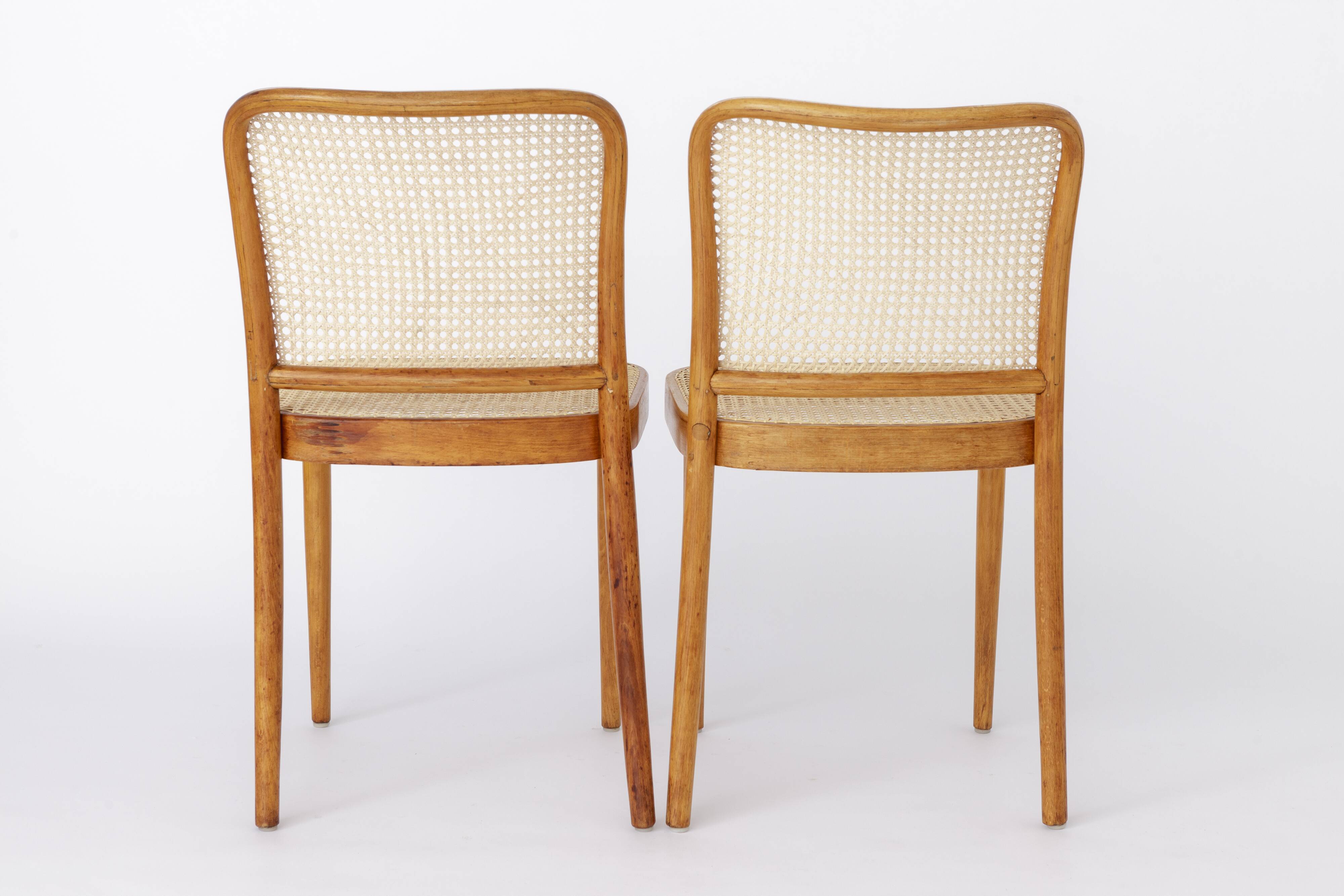Set of 4 Restored Viennese Café Chairs – Early 20th Century, Hand-Caned Sea