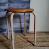 Tabouret d'atelier pieds en tubes métal industriels