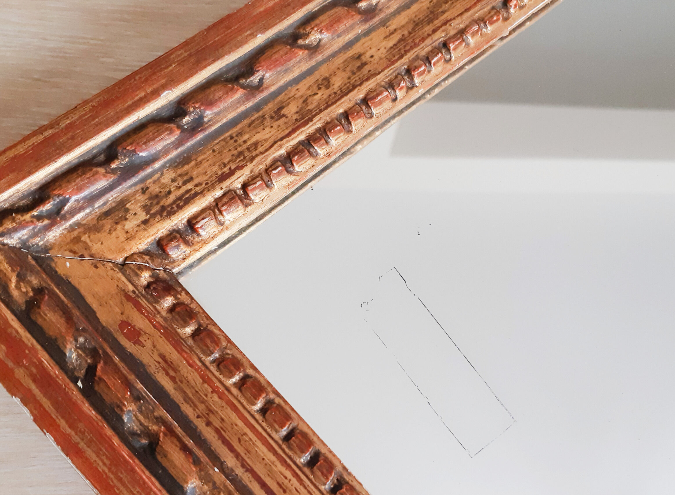 Old gilded mirror, 58 x 52 cm