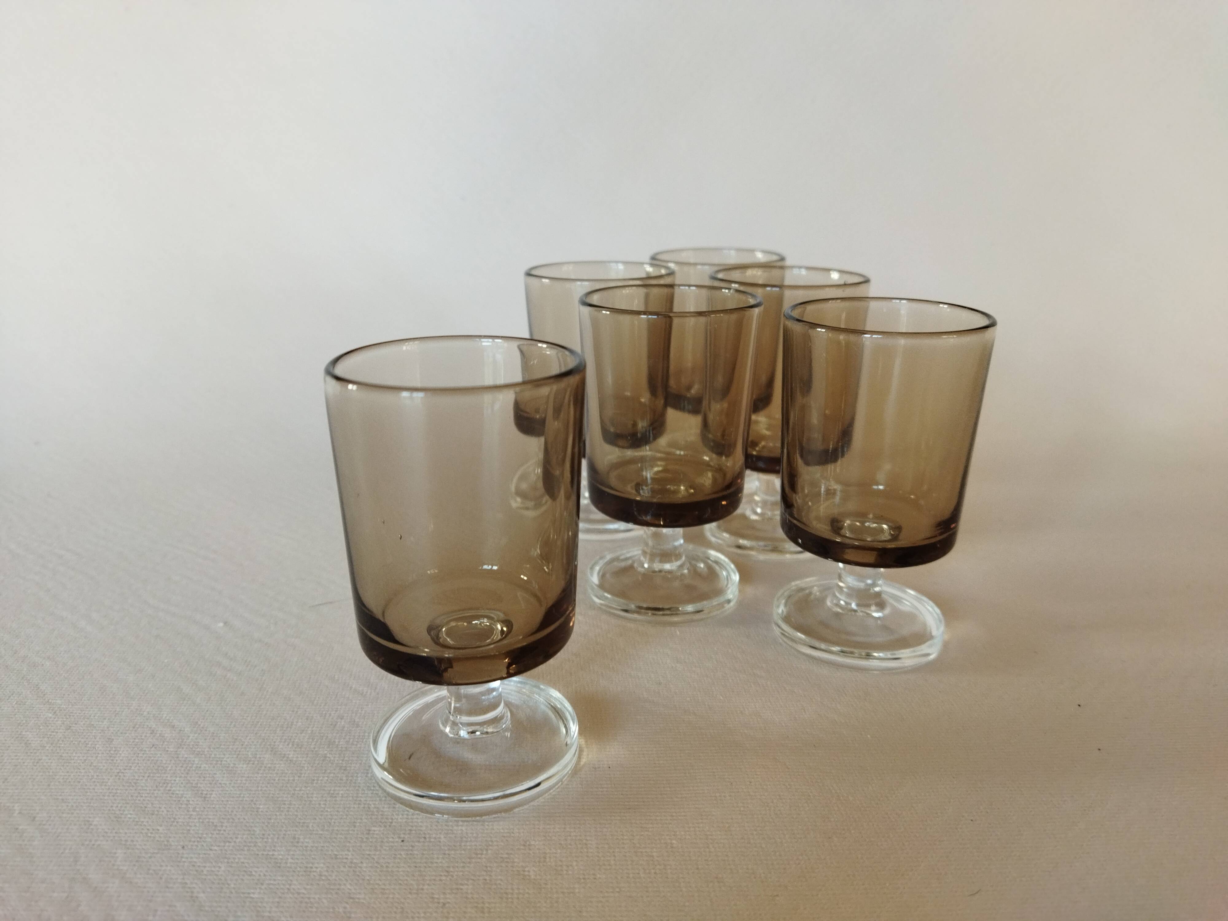 6 verres à liqueur Luminarc Suède / Cavalier fumé