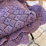 Vintage Lilac Mauve Crochet Bedspread