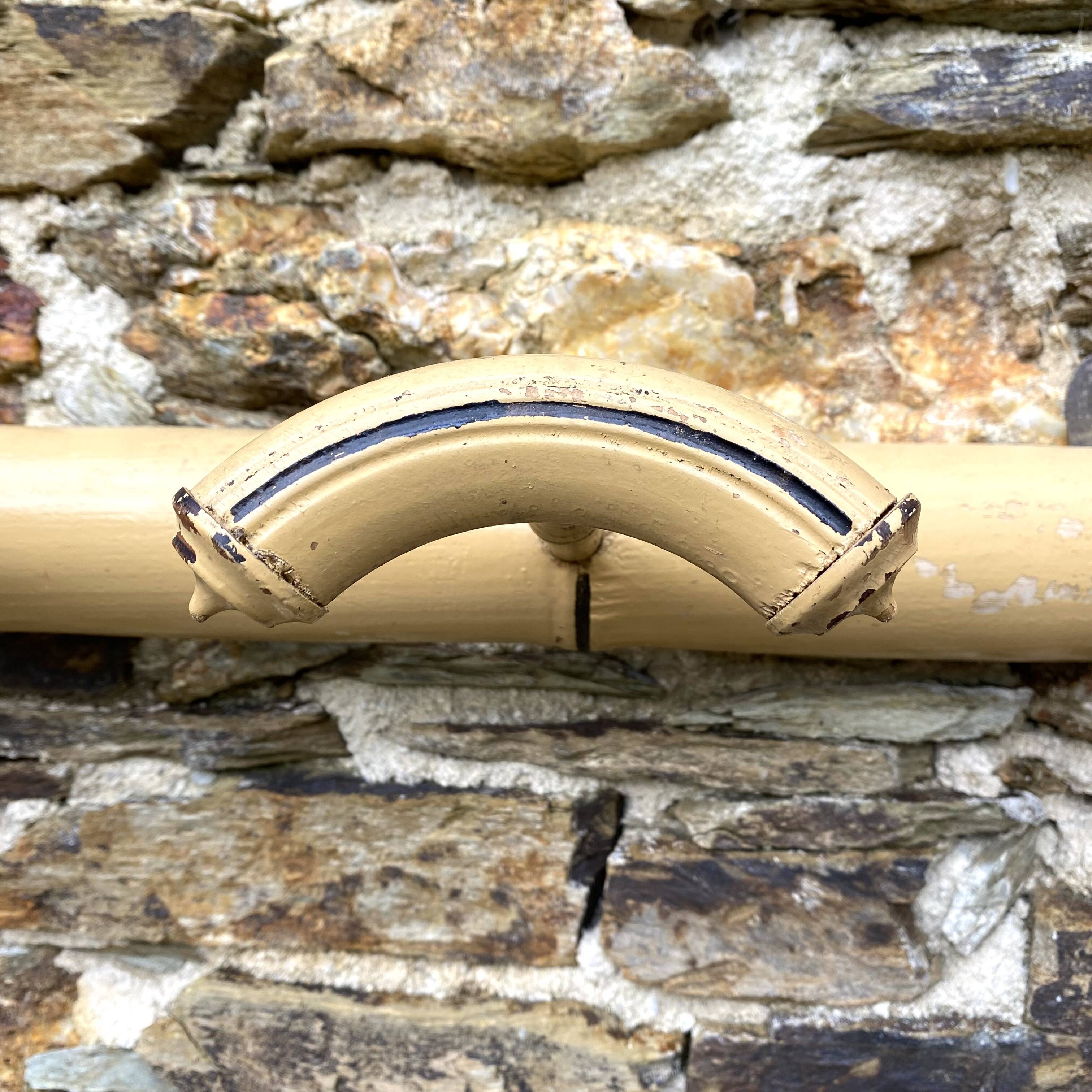 Antique wall-mounted coat rack in turned bamboo-style wood, 1930s-40s