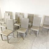 Set of 10 vintage leather dining chairs, 1980s
