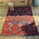 Multicoloured artisanal kilim rug 200x156cm. Turkey, 1970s.