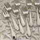 Dessert service 12 forks 1 silver metal shovel net model
