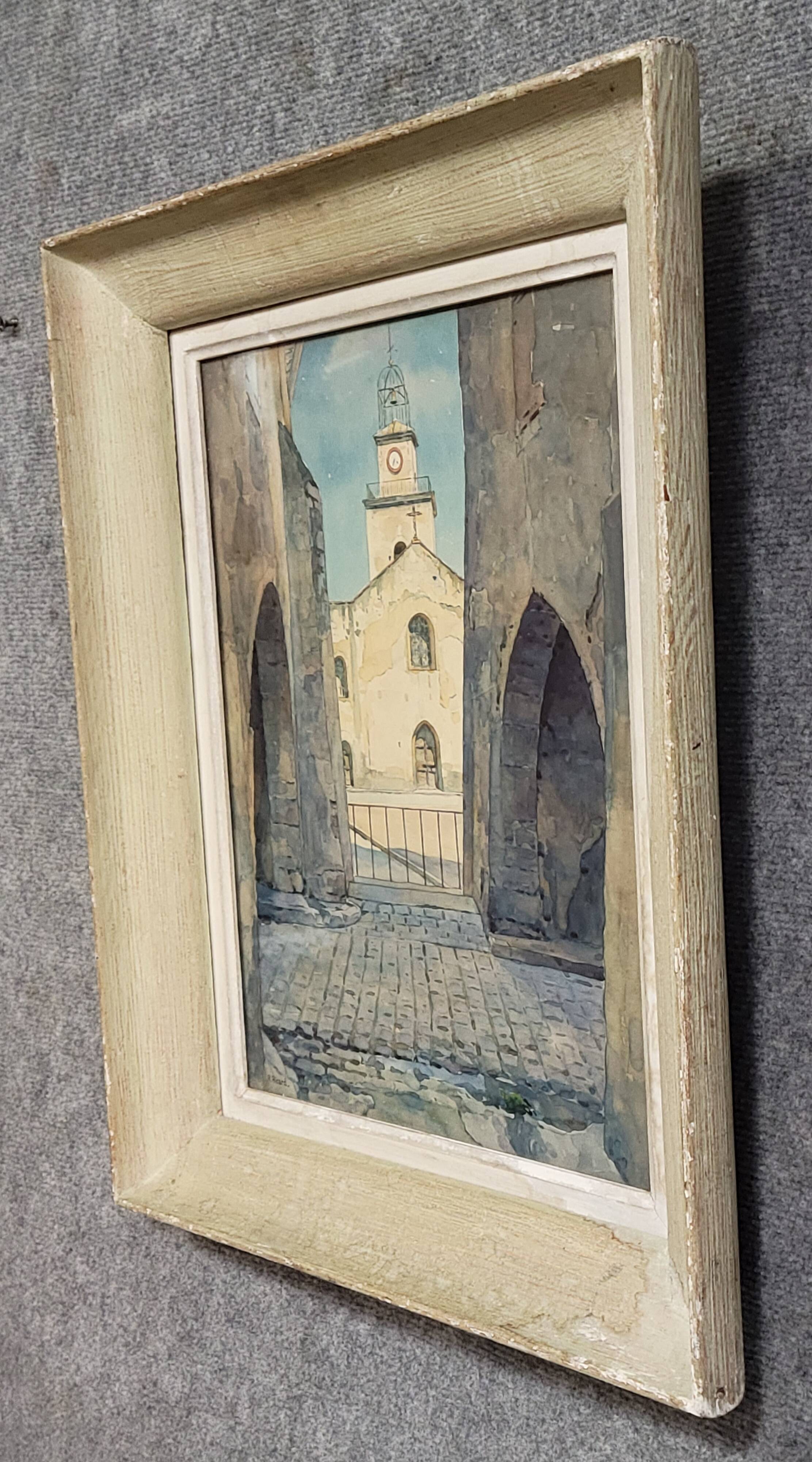 René Ricard: Figurative watercolor depicting an architectural view