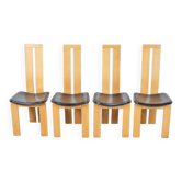 Chaises de salle à manger vintage en hêtre et cuir par Pietro Costantini pour Ello, années 1970, ensemble de 4