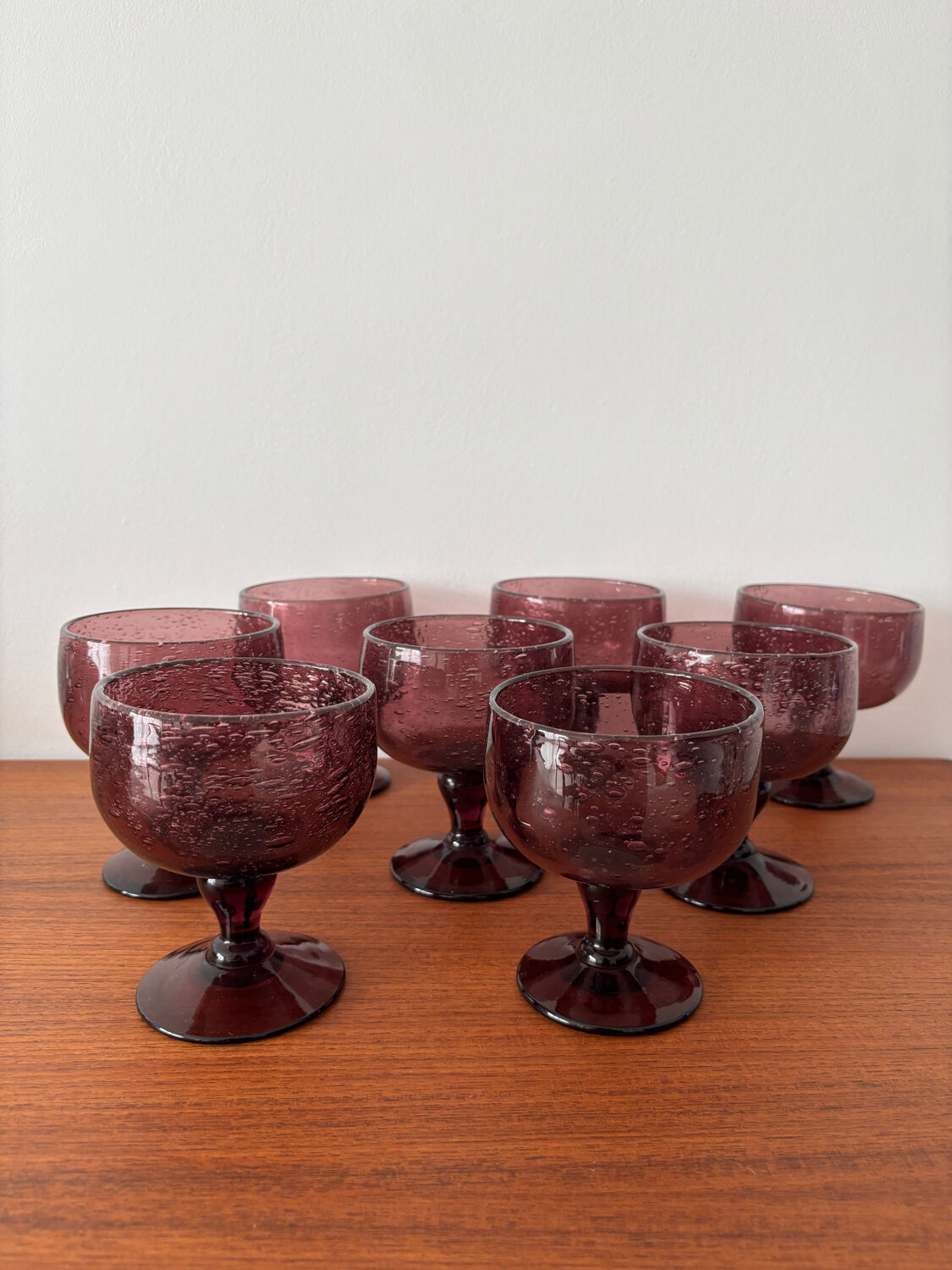 Vintage punch service – Hand-blown bubble glass, bowl or ladle