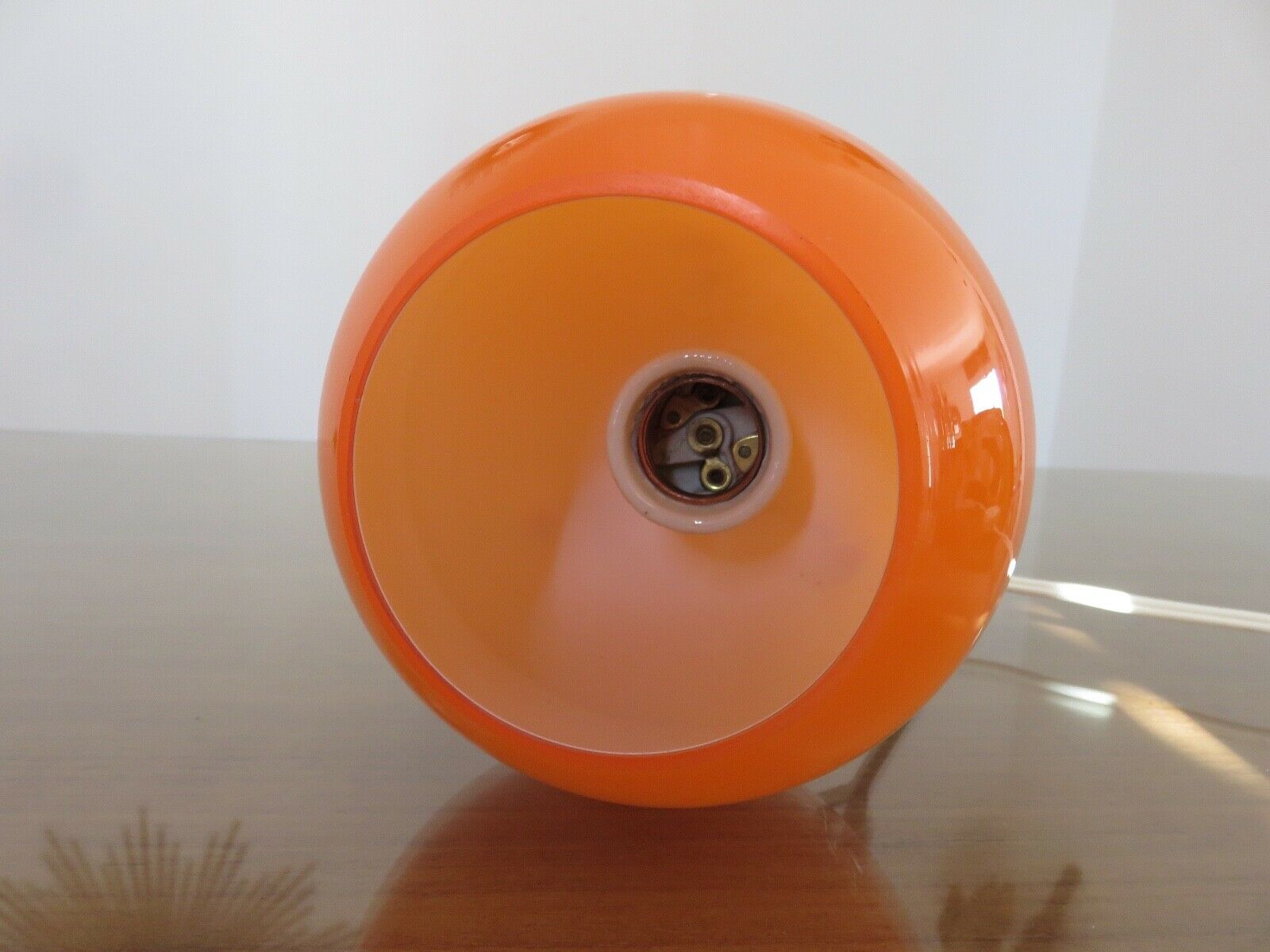 Tripod lamp "Sputnik" in orange opaline and black lacquered metal 60s 70s