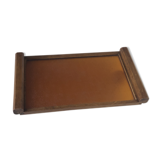 Wooden tray in glass color amber