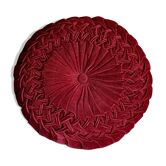 Red braided velvet cushion