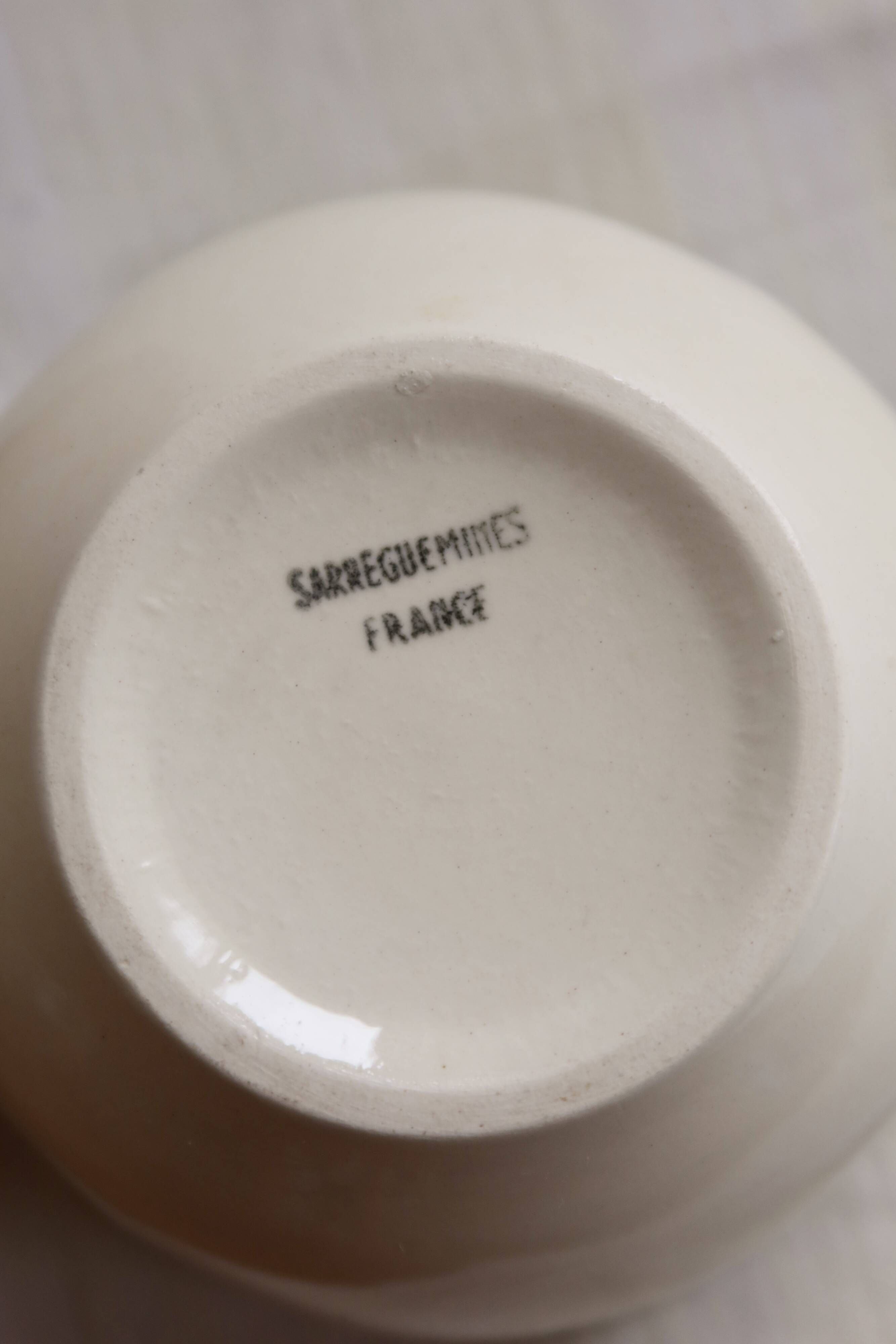 Antique ivory faience breakfast cup Sarreguemines