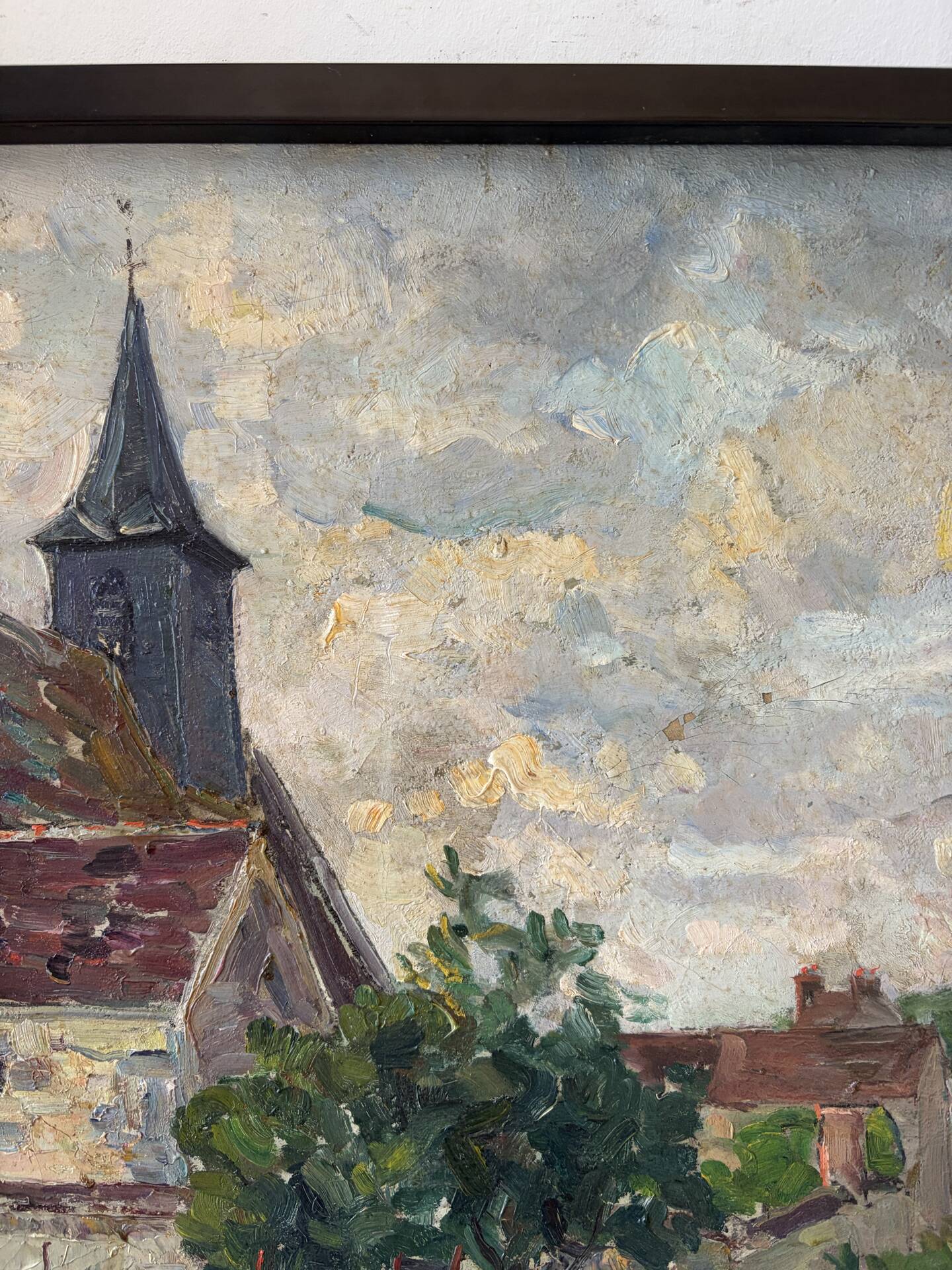 The village church, oil on canvas signed