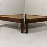 Brutalist triangular shaped oak coffee side tables 1970’s