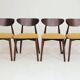 Modern Set of 4 Dining Chairs, Ochre Bouclè and Dark walnut beech wood