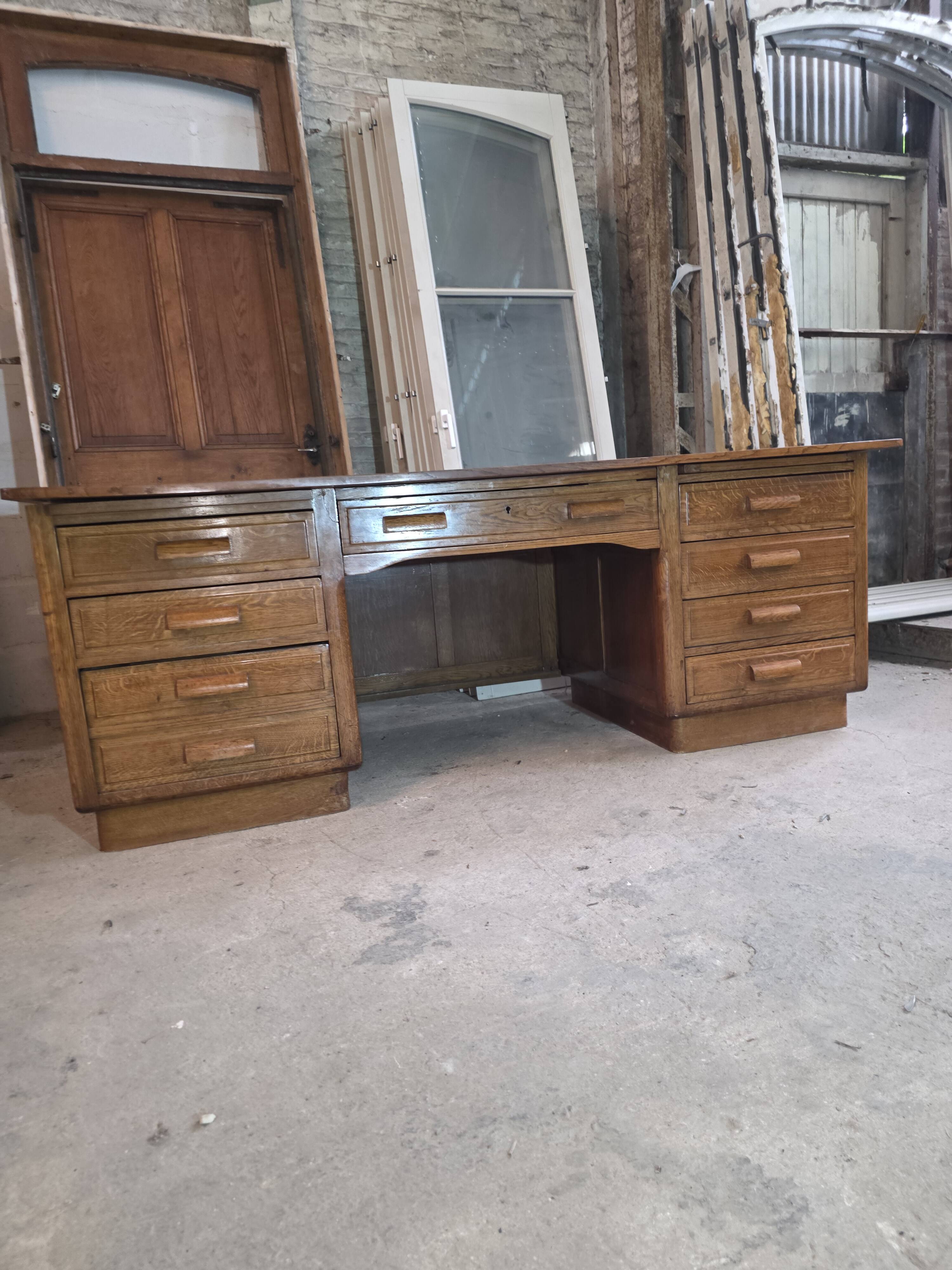Bureau ministre XXL en chêne , 220 × 95 cm