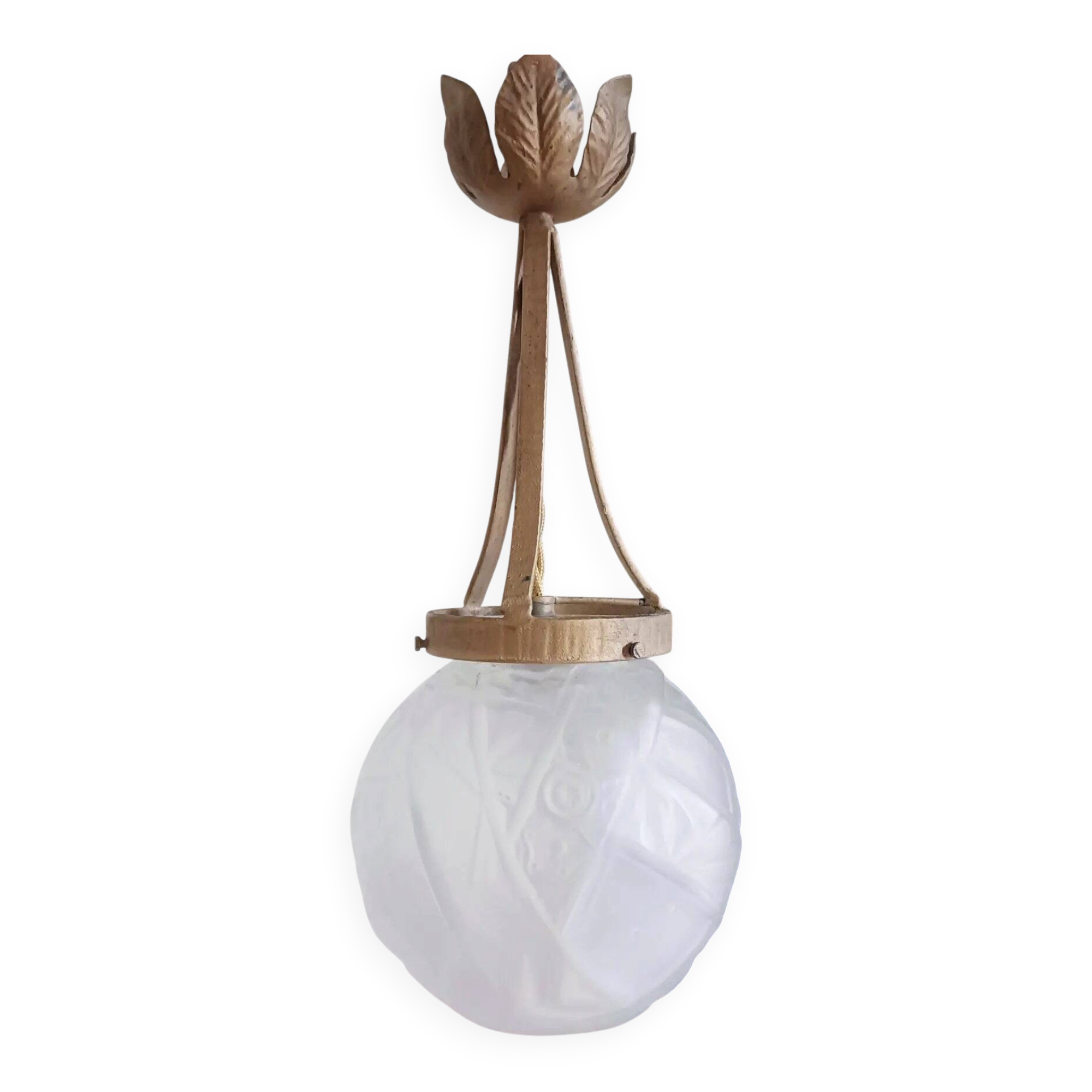 Suspension / lustre globe verre années 30