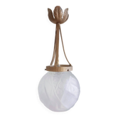 Suspension / lustre globe verre années 30
