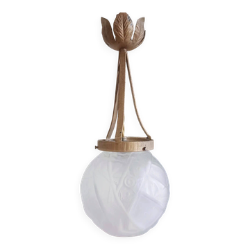 Suspension / lustre globe verre années 30