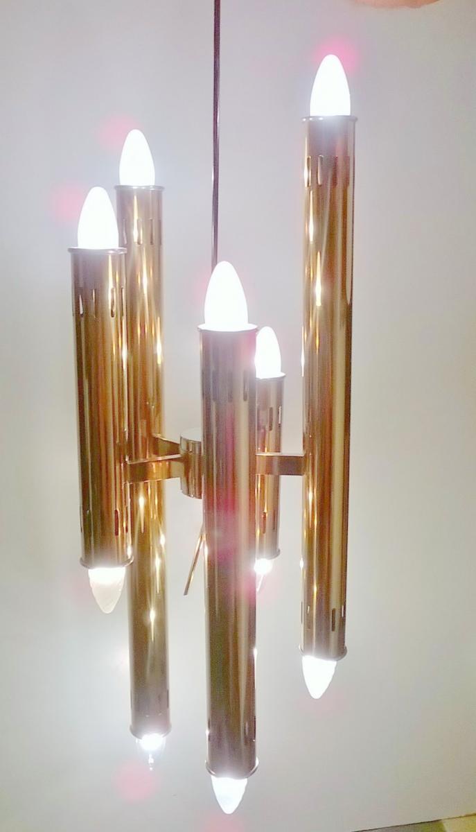 Brass pendant lamp by Oscar Torlasco 1970s