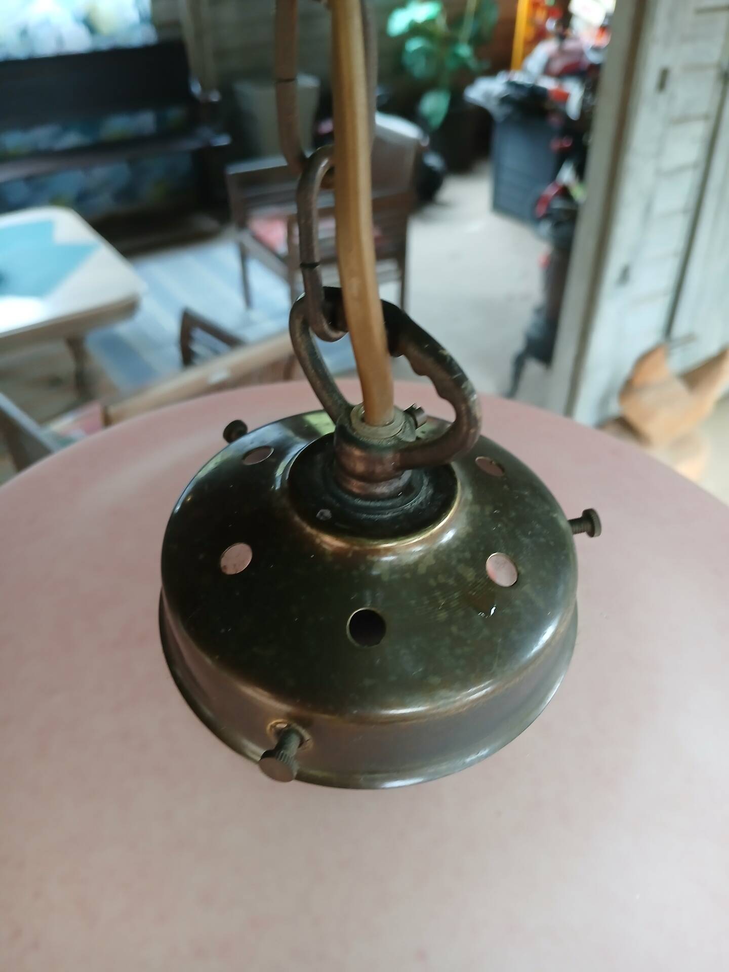 Suspension vintage en verre dépoli