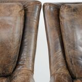 Very comfortable set of two vintage cowhide leather armchairs