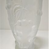 Vase pressed glass molded matte Josef Inwald decoration cherries