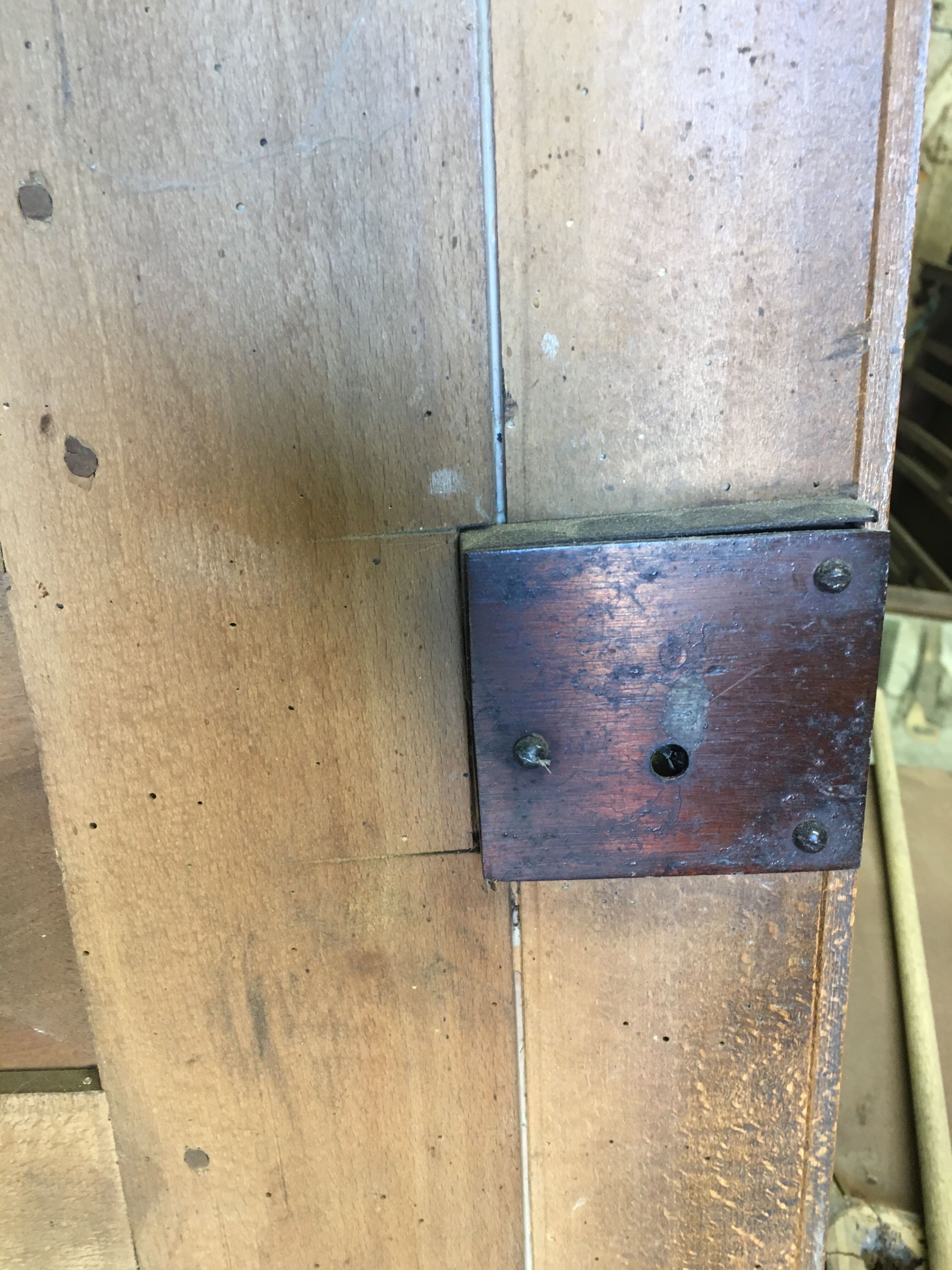 Front of old double door walnut cabinet