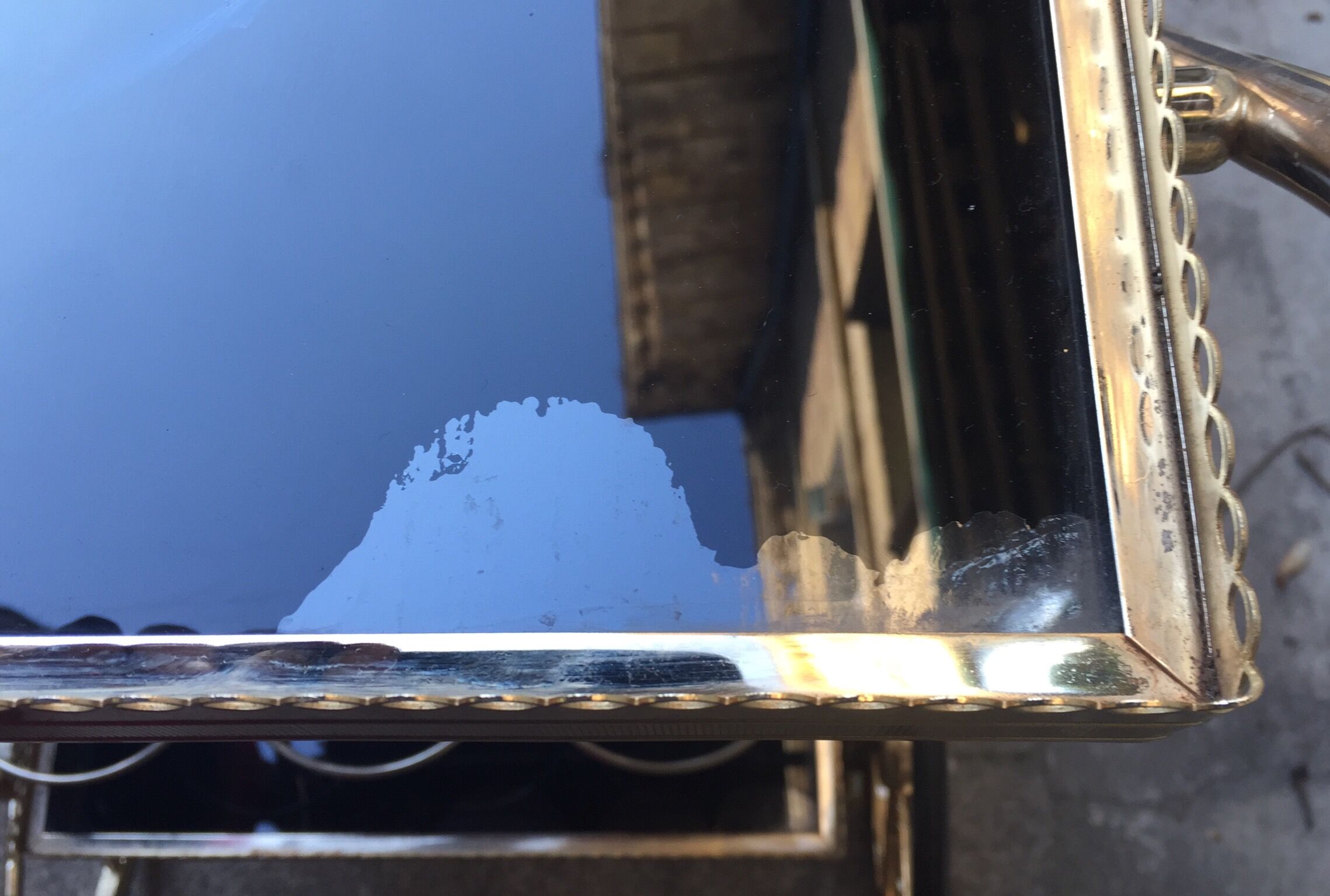 Rolling serving table glass and brass