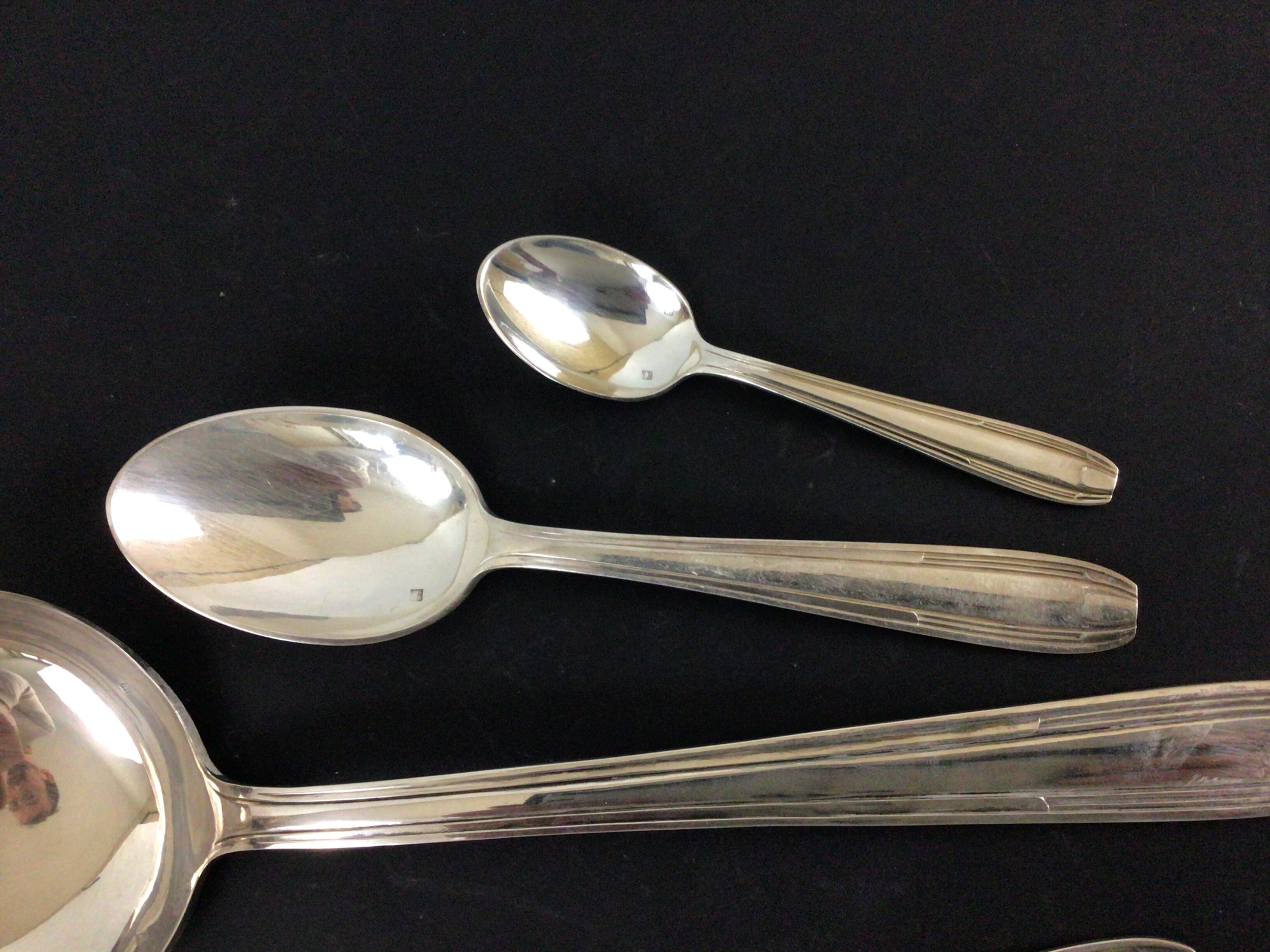 Silver metal housewife Dixi Art deco 37 pcs