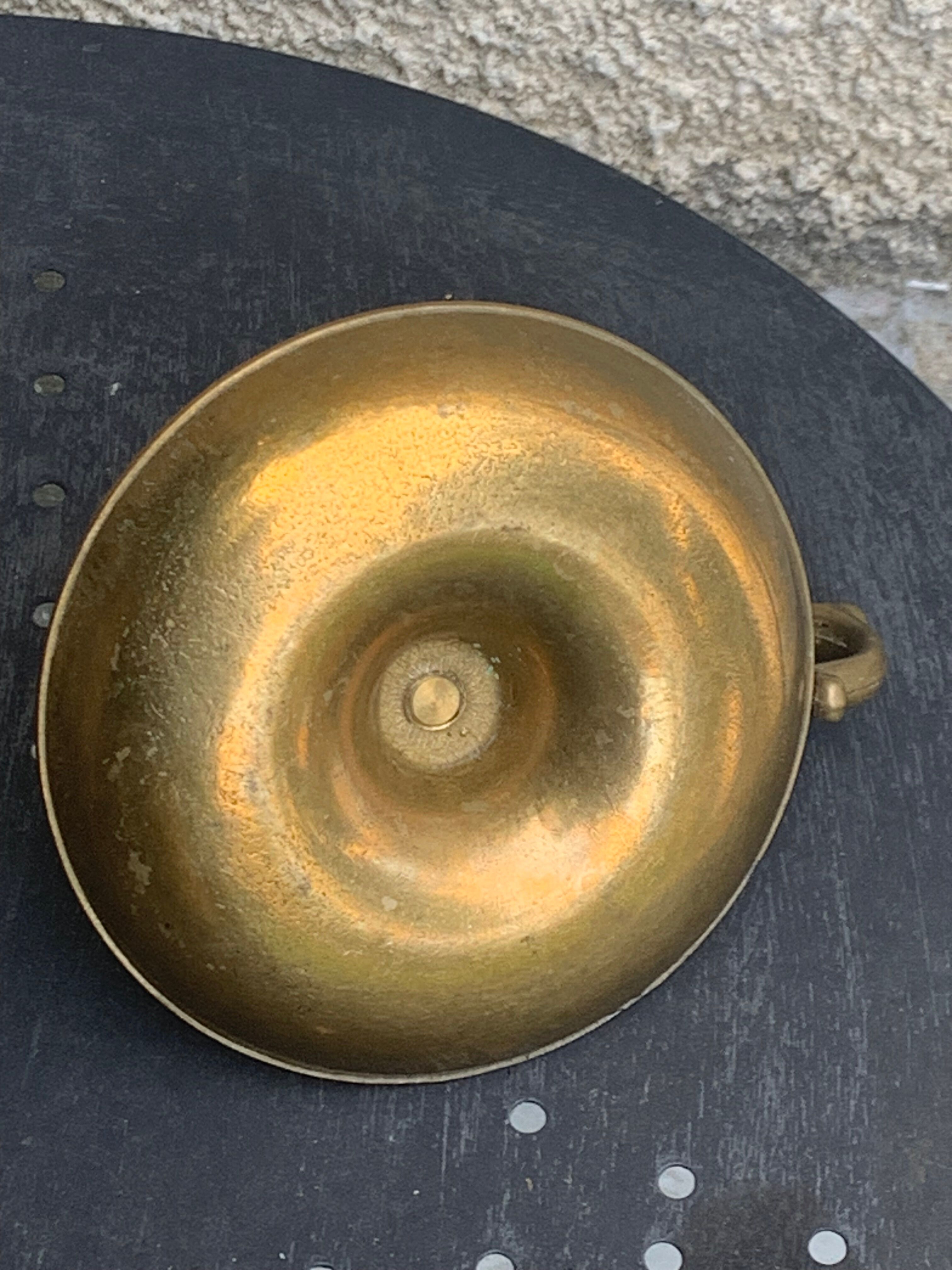 Antique thumb holder, vintage gilded brass cellar rat