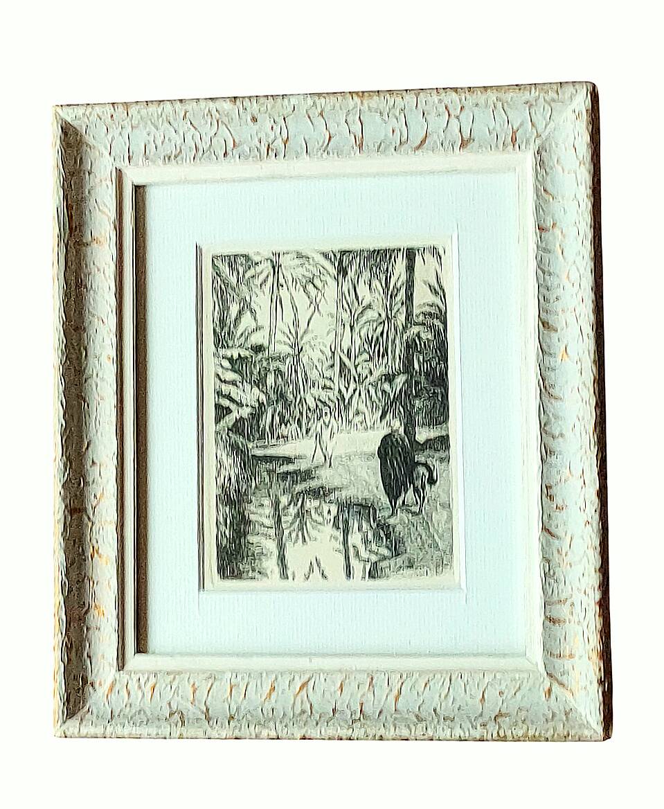 Painting signed frey? – etching – orientalist, oasis – period 1930