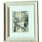 Painting signed frey? – etching – orientalist, oasis – period 1930