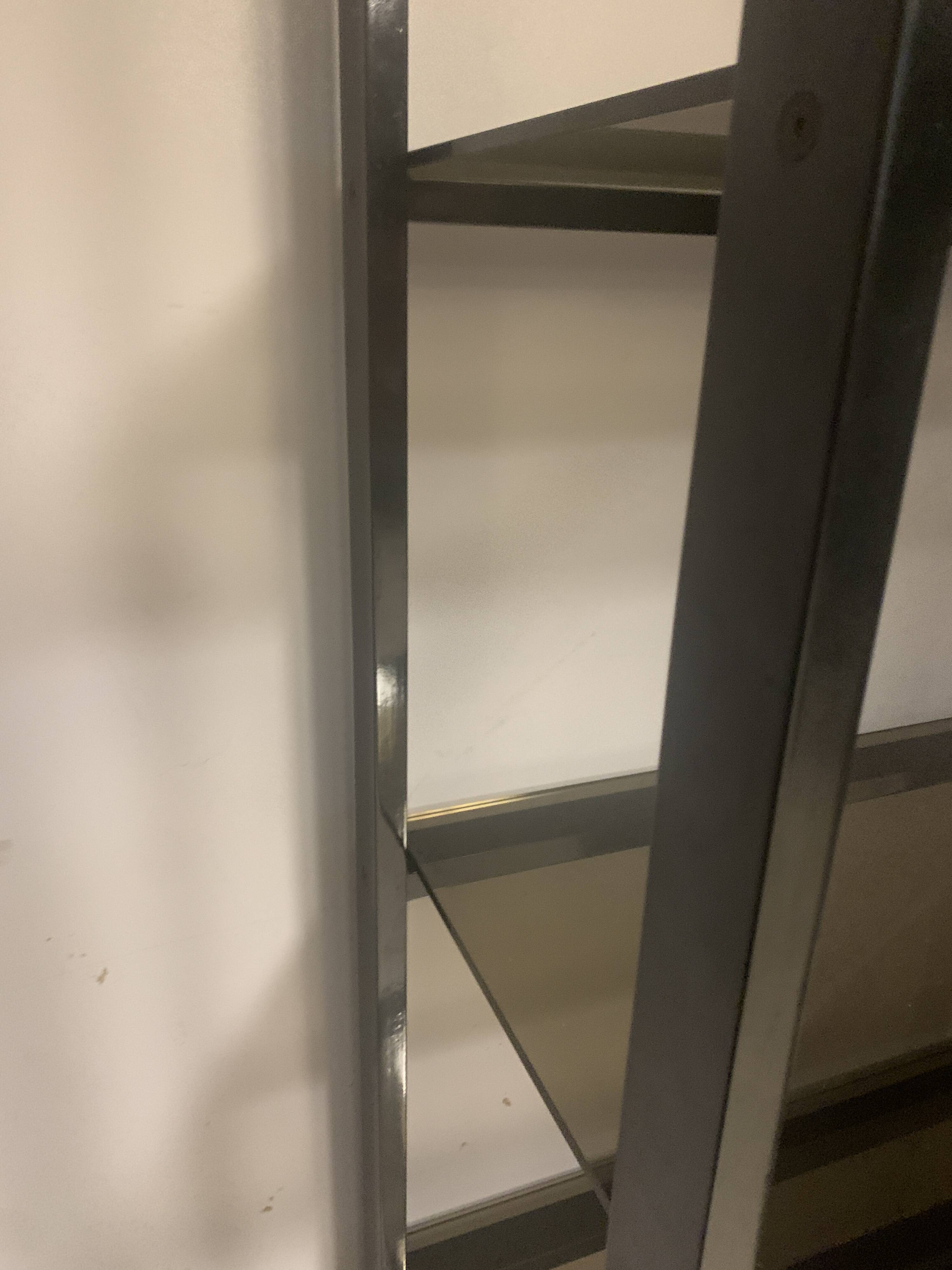 Chrome metal and opaque glass shelf 20th century