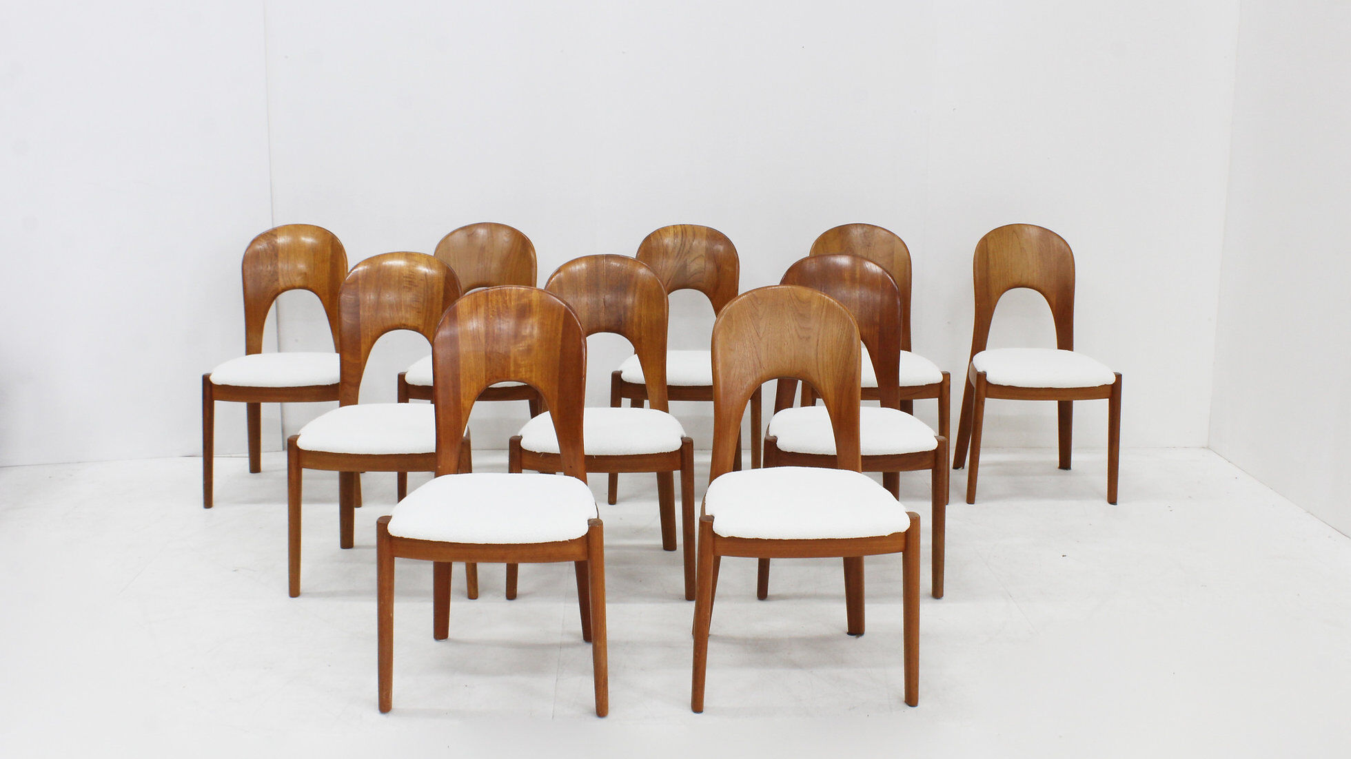 Vintage Danish dining chairs by Niels Koefoed solid teak, set of 10