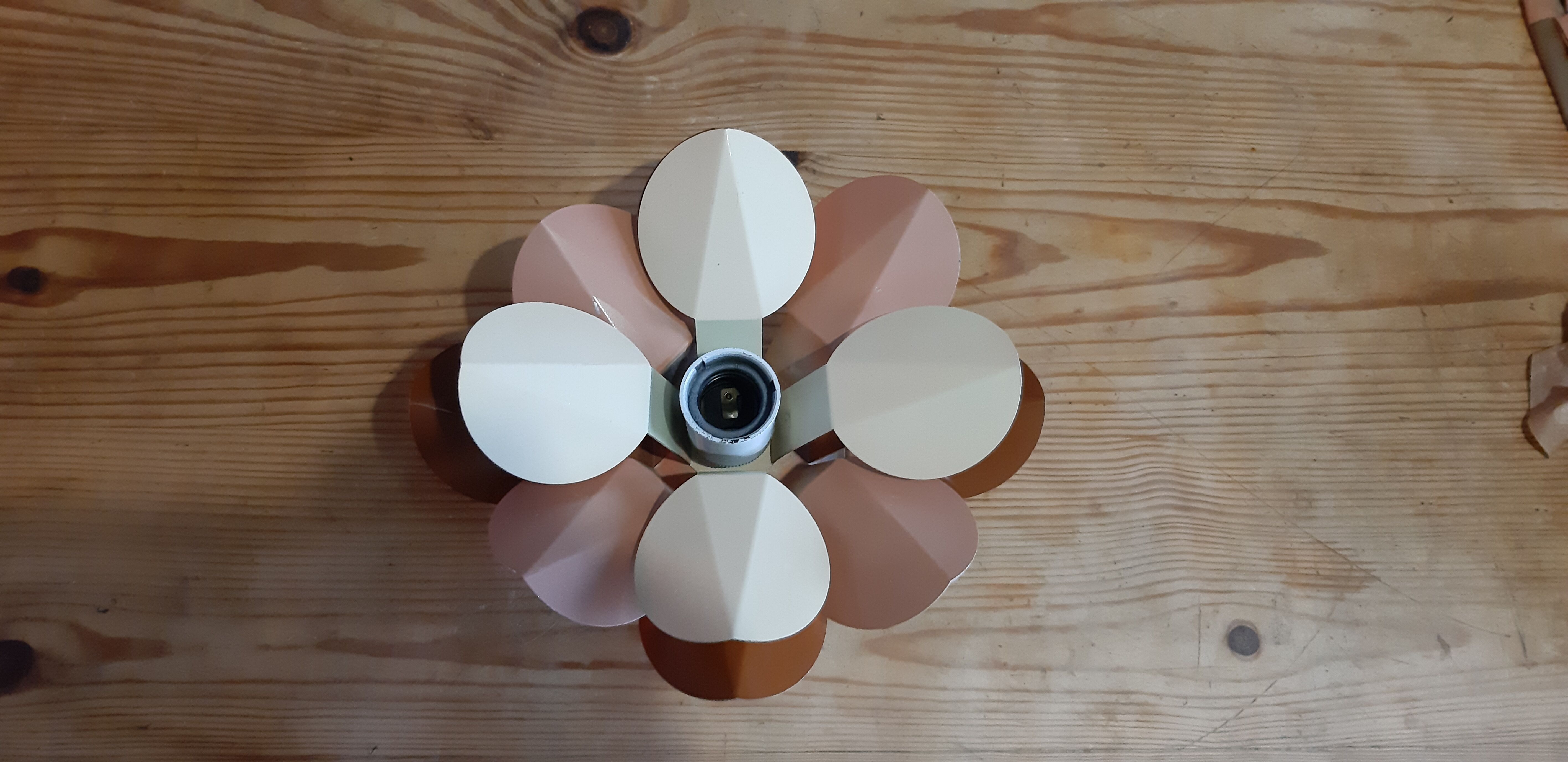 Vintage metal and chrome wall lamp " flower "