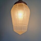 Art Deco pendant light in faceted satin glass, 1920s