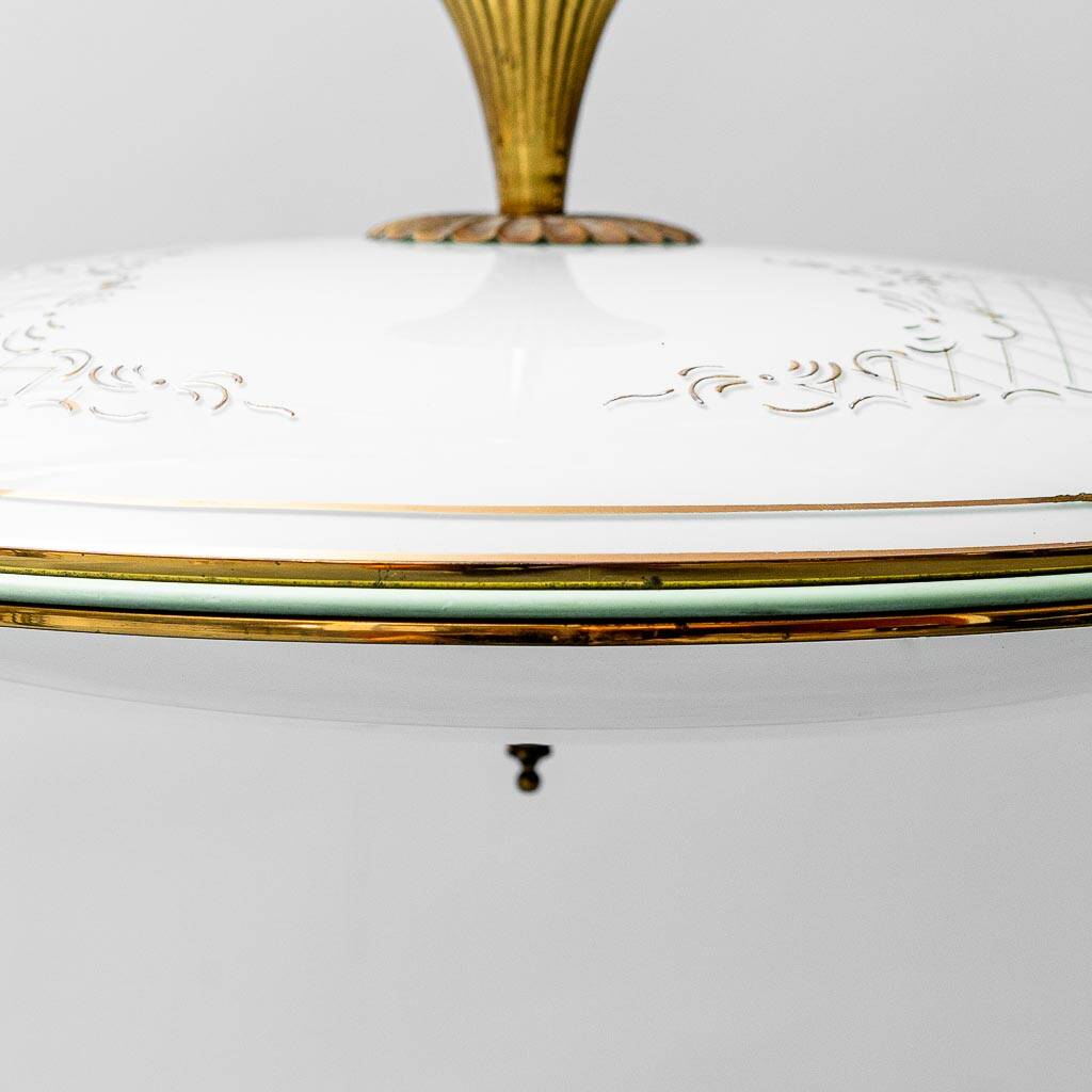 Lampadario a sospensione circolare vetro ottone anni ’50 vintage