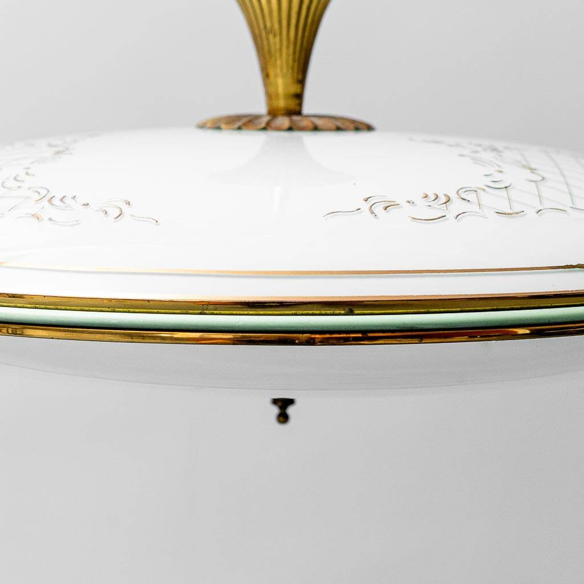 Lampe à suspension circulaire en verre ottone anni '50 vintage