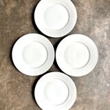 4 assiettes plates en porcelaine blanche