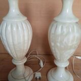 Pair of alabaster balluster lamps, 1970s