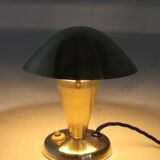 1930s Bauhaus Brass Finish "Mushroom" Table Lamp, Czechoslovakia