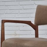 1960s, Danish chair, solid teak wood, furniture velour.