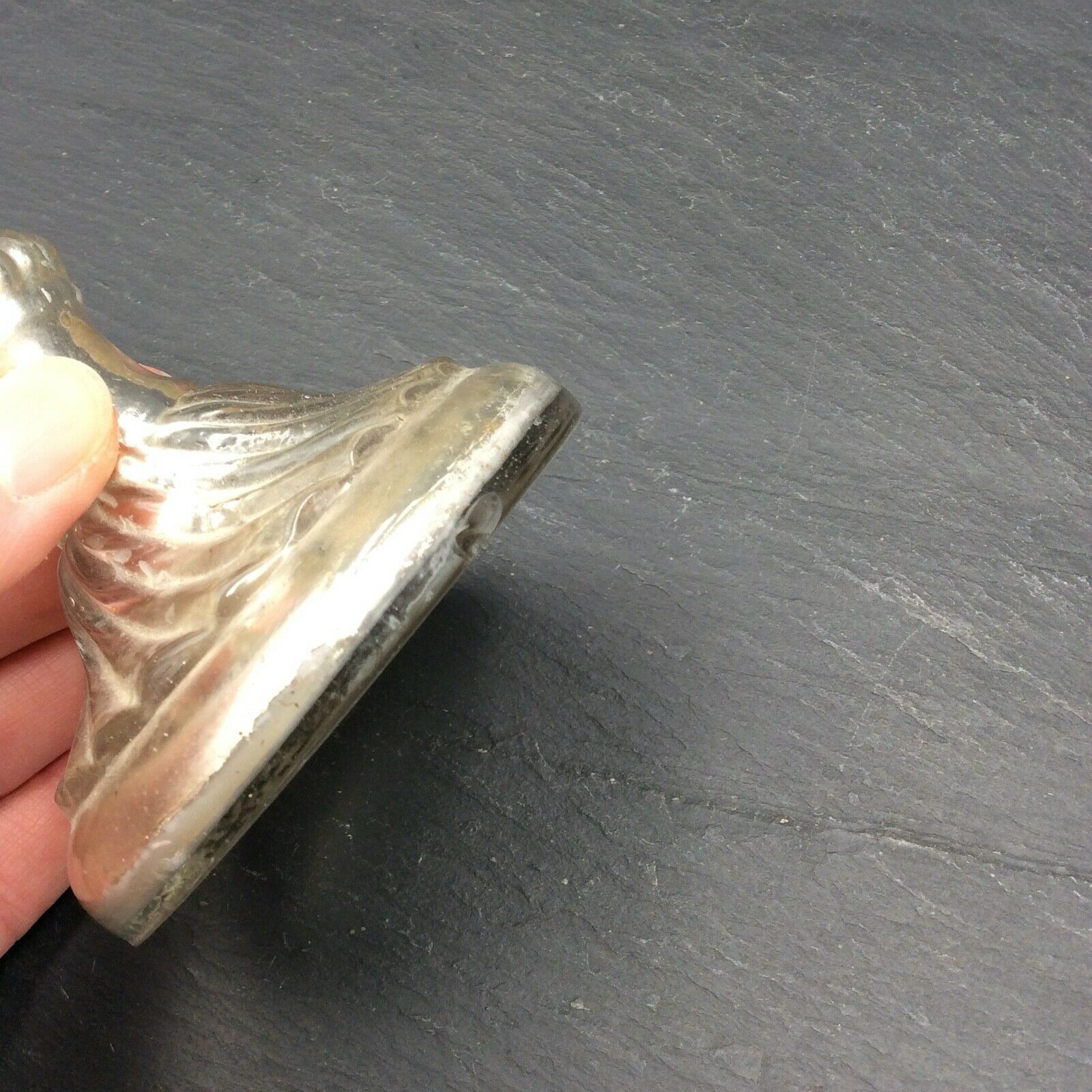 Candlestick in Eglomized Glass Mercurized XIXth