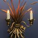 Gilt metal wheat sheaf two-light wall sconce