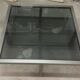 Table in satin aluminum and black glass, 70s design