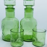 Ensemble de bar en verre vert